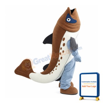 Brown White Fish Mascot Costume