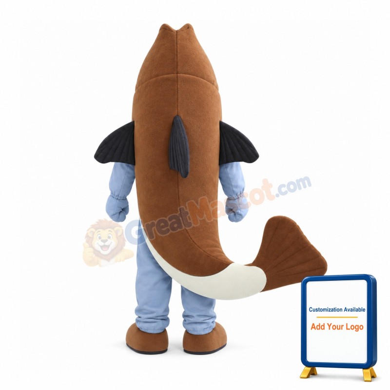 Brown White Fish Mascot Costume