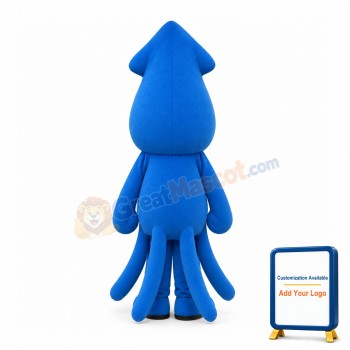 Friendly Blue Squid Mascot Costume