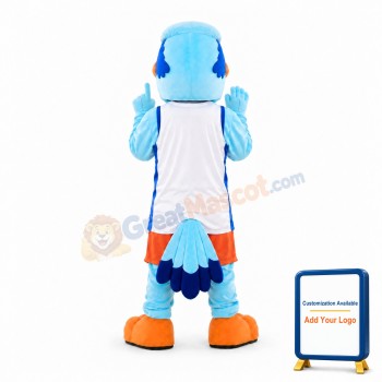 Friendly Blue Hawk Mascot Costume