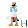 Friendly Blue Hawk Mascot Costume