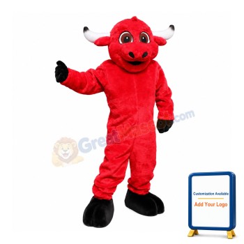 Friendly Red Bull Mascot Costume