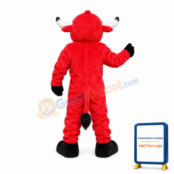 Friendly Red Bull Mascot Costume