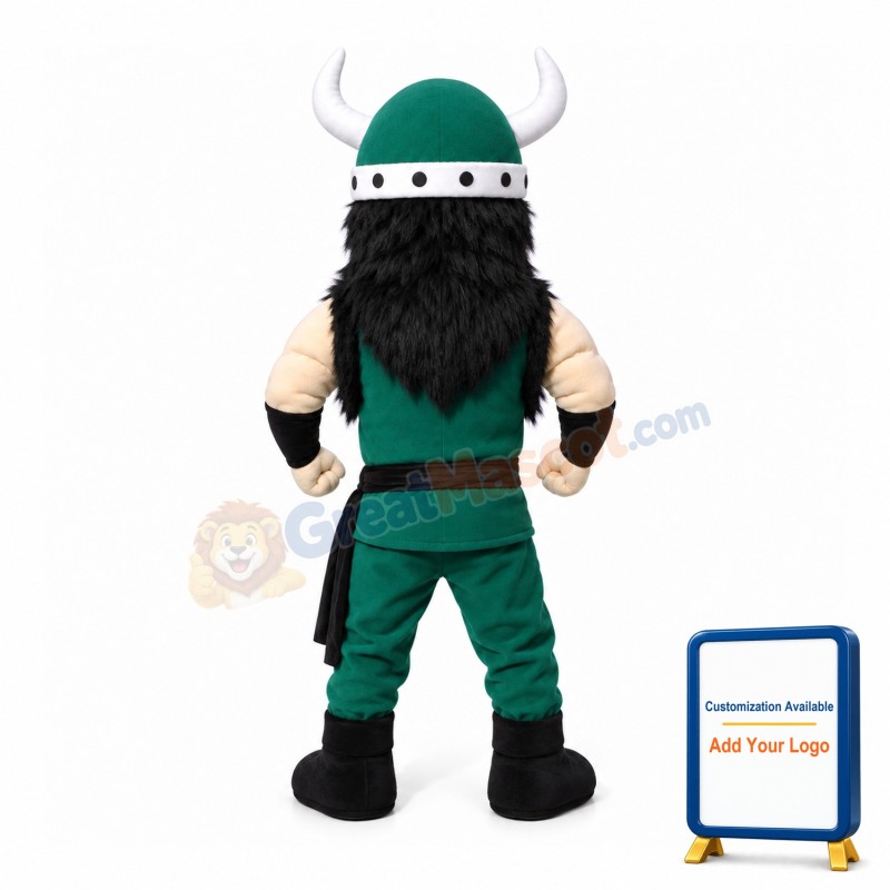 Green Suit Viking Mascot Costume