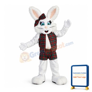 Friendly White Bunny Mascot Costume