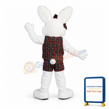 Friendly White Bunny Mascot Costume