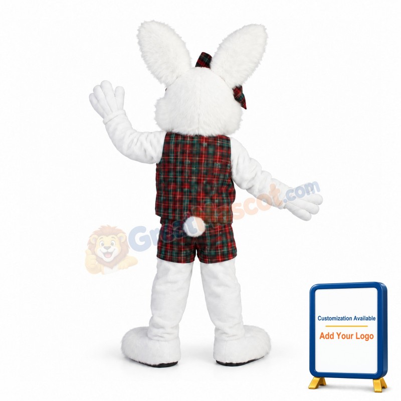 Friendly White Bunny Mascot Costume