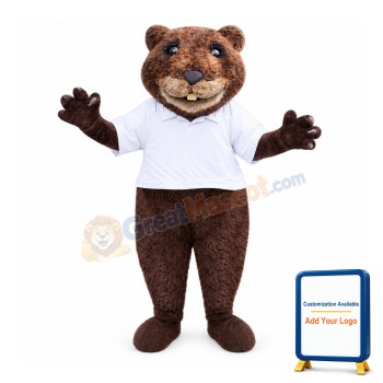 Happy Realistic Beaver Mascot Costume