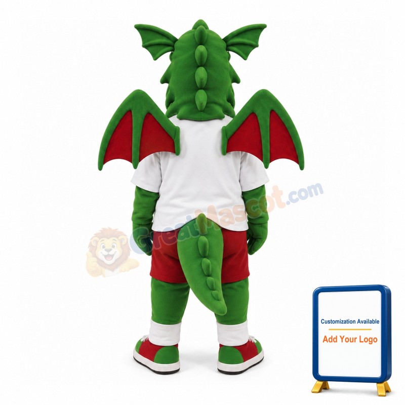 Friendly Realistic Green Dragon Mascot Costume