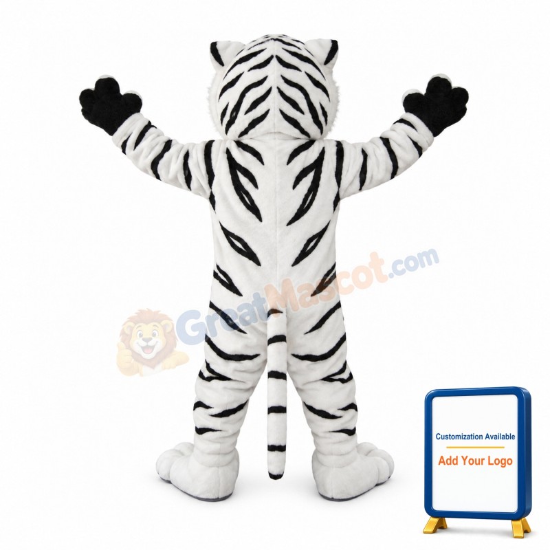 Realistic White Tiger Mascot Costume