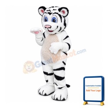 Friendly White Tiger Mascot Costume