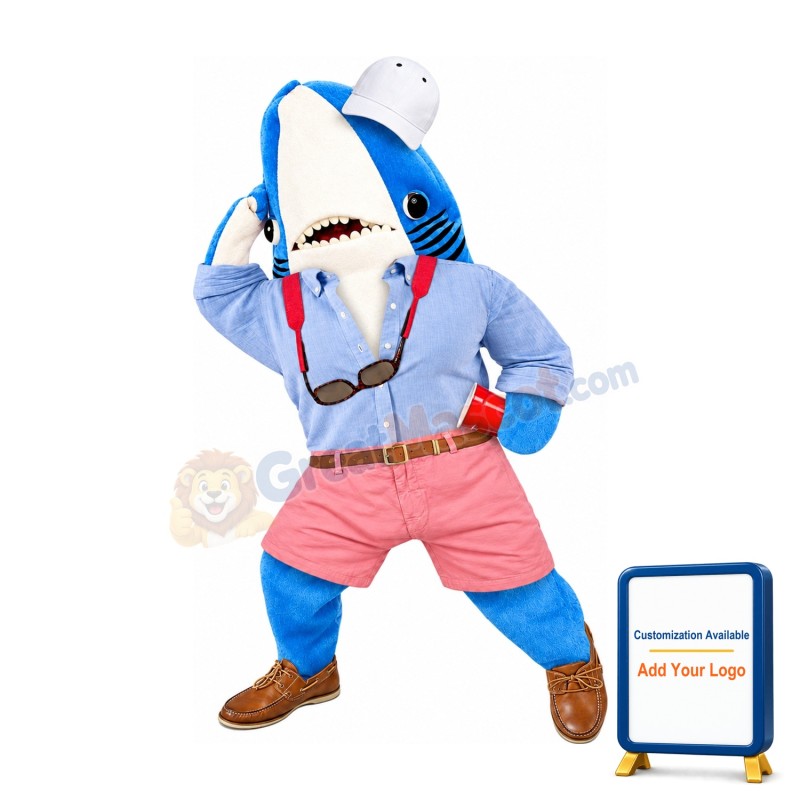 Realistic Blue Shark Mascot Costume