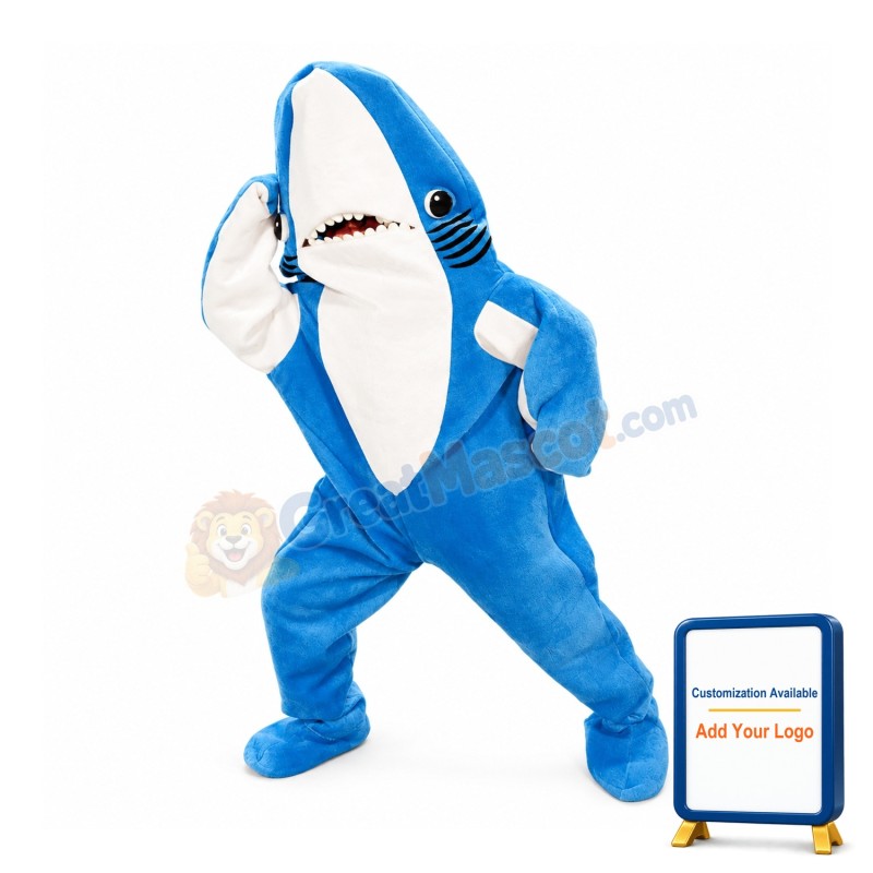 Realistic Blue Shark Mascot Costume