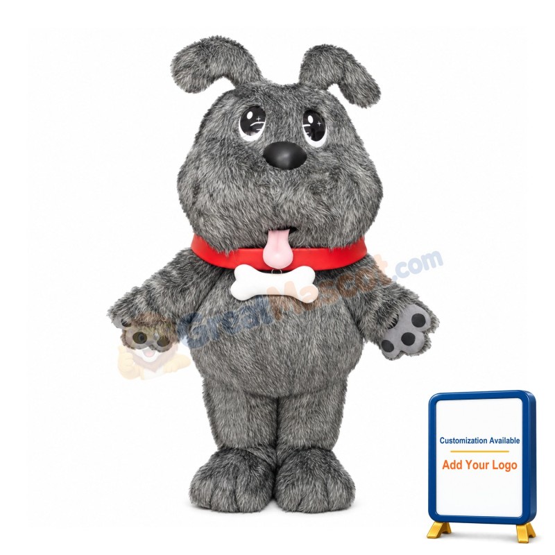 Lovely Plush Grey Dog Mascot Costume
