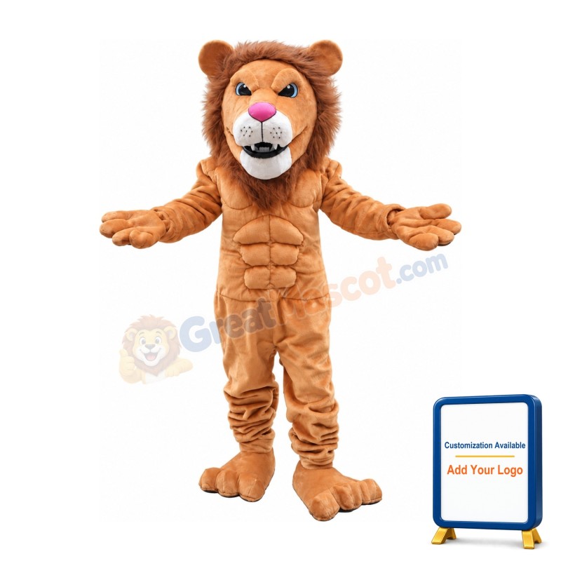 Power Muscular Lion Mascot Costume
