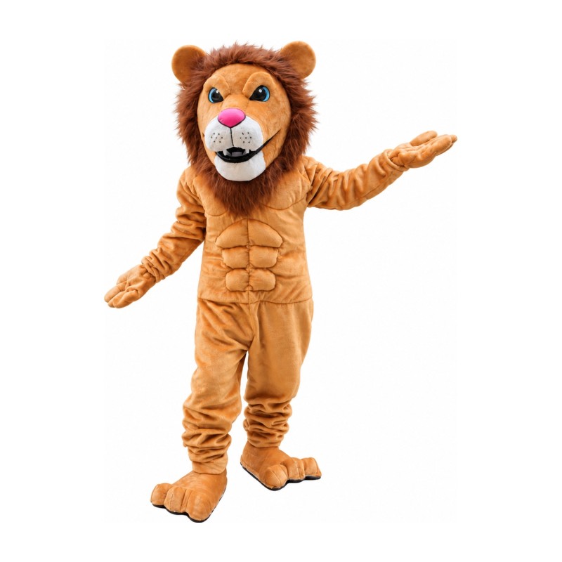 Power Muscular Lion Mascot Costume