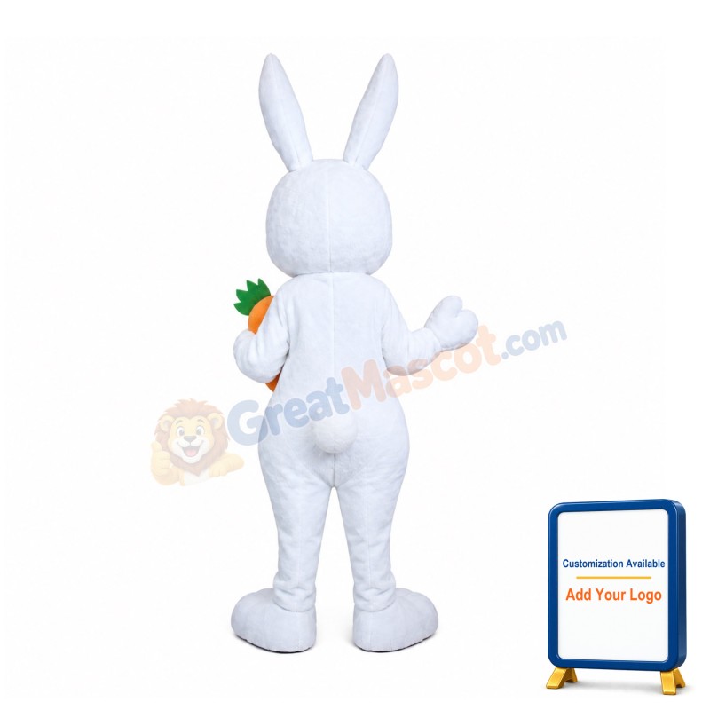Happy Lightweight White Easter Bunny Mascot Costume