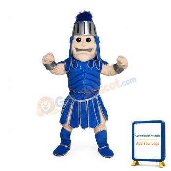 Friendly Blue Spartan Trojan Knight Mascot Costume