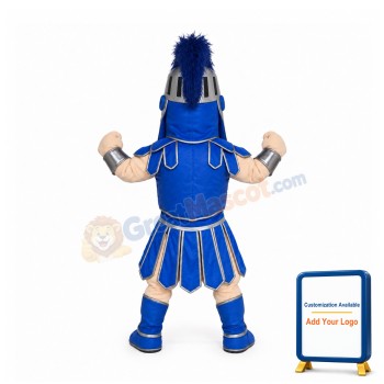 Friendly Blue Spartan Trojan Knight Mascot Costume