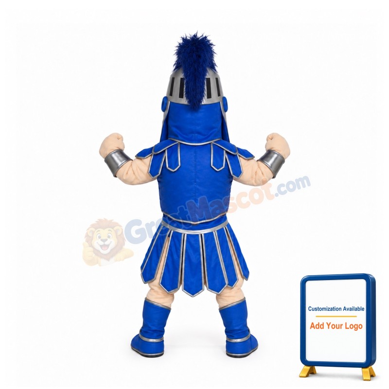 Friendly Blue Spartan Trojan Knight Mascot Costume