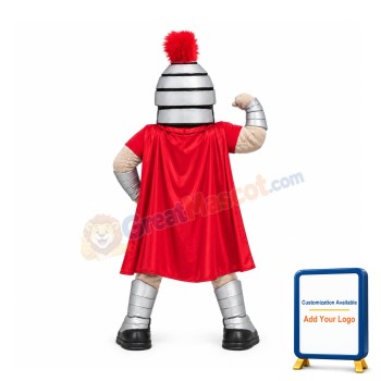 Silver & Red Spartan Trojan Knight Mascot Costume