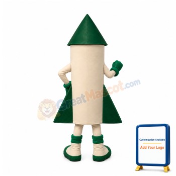 White & Green Rocket Mascot Costume