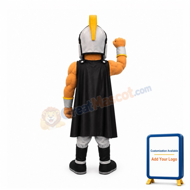 Friendly Black Spartan Warrior Mascot Costume