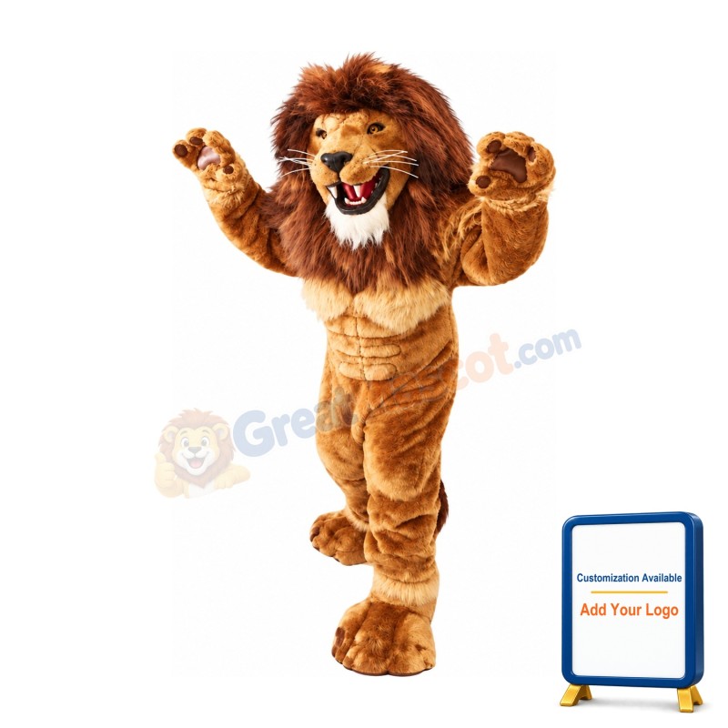 Power Muscular Realistic Lion Mascot Costume