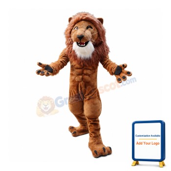 Strong Muscle Lion Mascot Costume