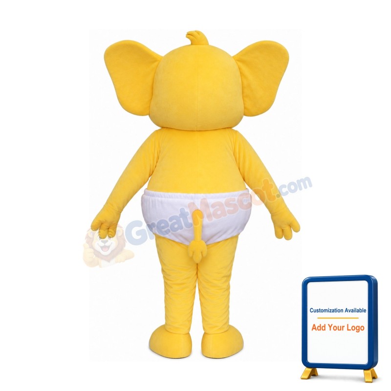 Little Elephant with Diaper Mascot Costume