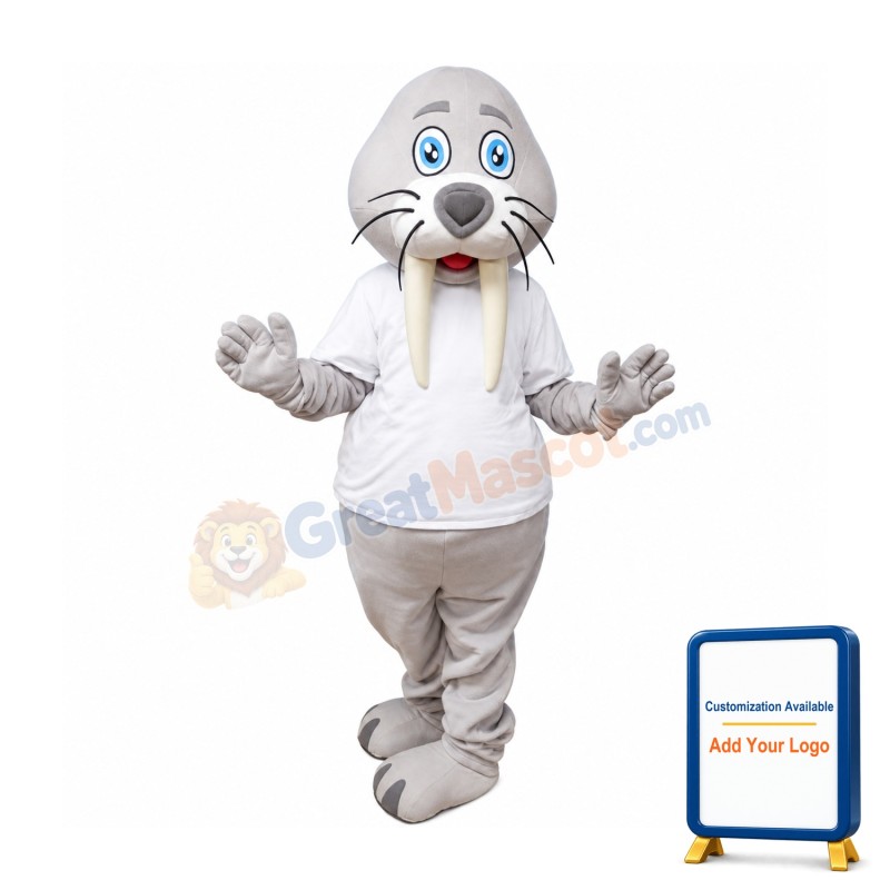 Gray Walrus Mascot Costume