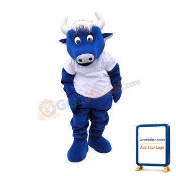 Cute Blue Bull Mascot Costume