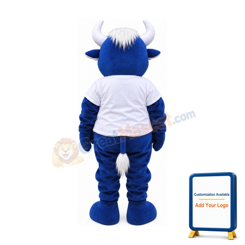 Cute Blue Bull Mascot Costume