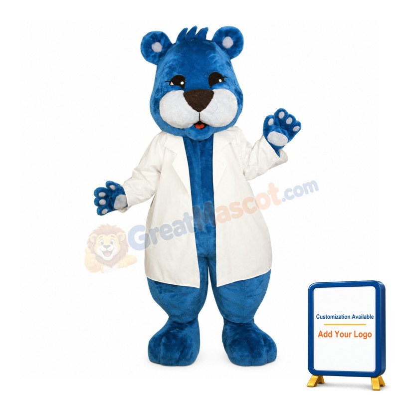 Doctor Blue Bear Mascot Costume