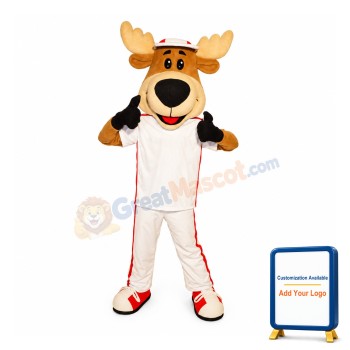 Smiling Lightweight Moose Mascot Costume