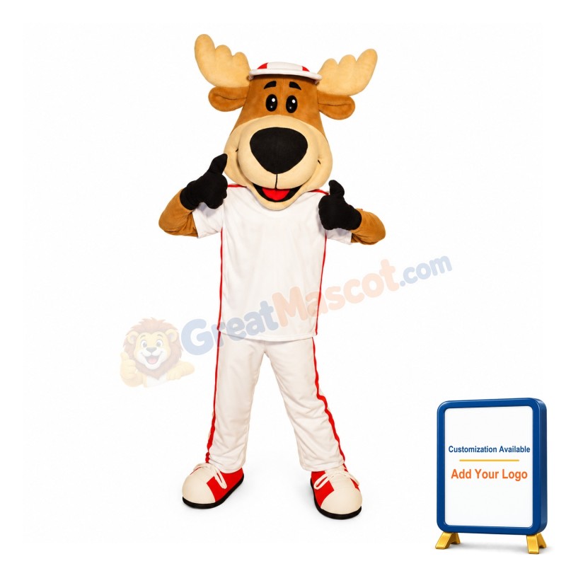 Smiling Lightweight Moose Mascot Costume