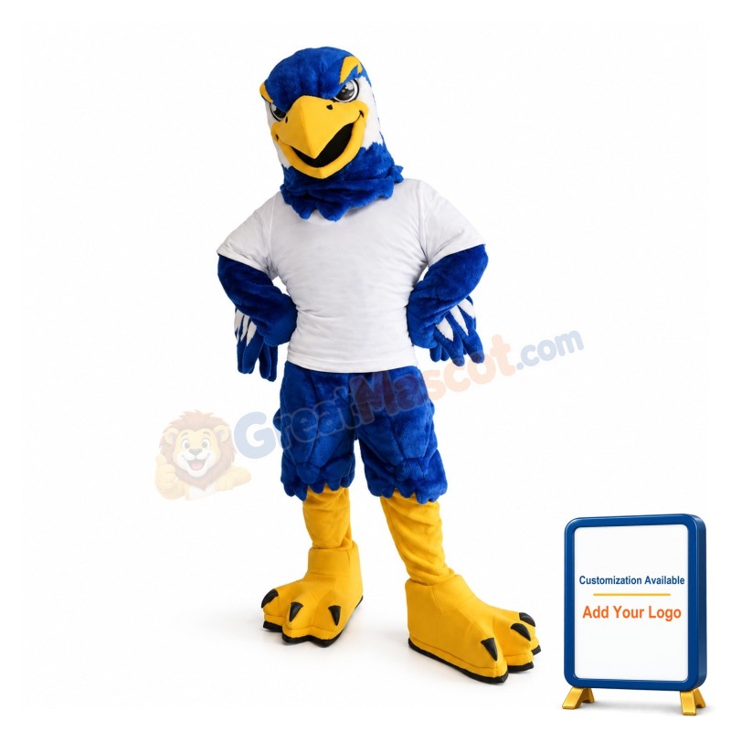 Fierce Blue & White Eagle Mascot Costume