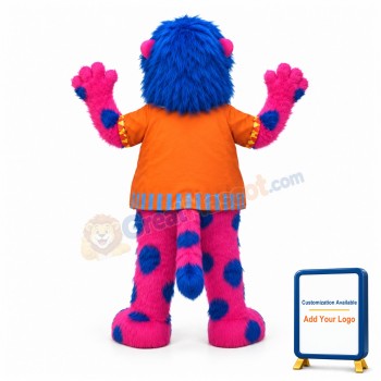 Pink & Blue Lion Mascot Costume