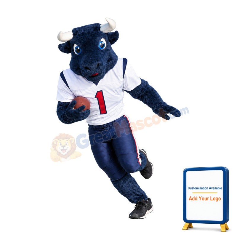 College Sport Blue Bull Mascot Costume