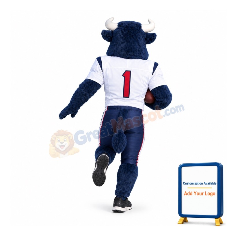 College Sport Blue Bull Mascot Costume