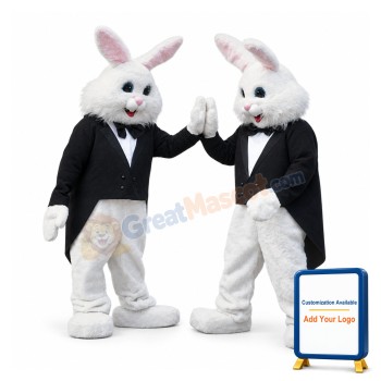 Handsome White Rabbit Mascot Costume