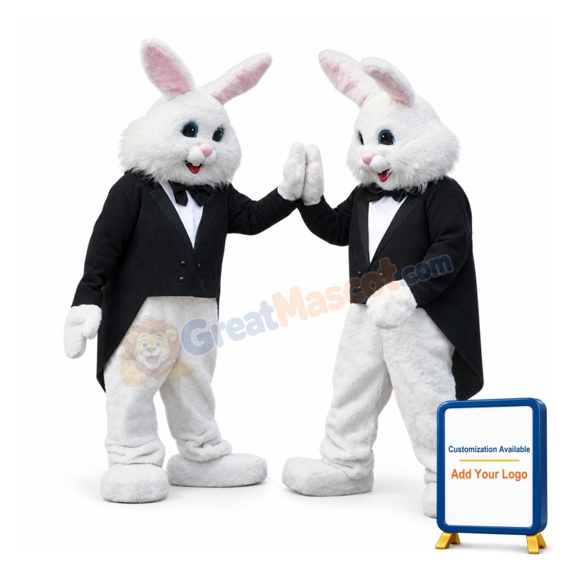 Handsome White Rabbit Mascot Costume