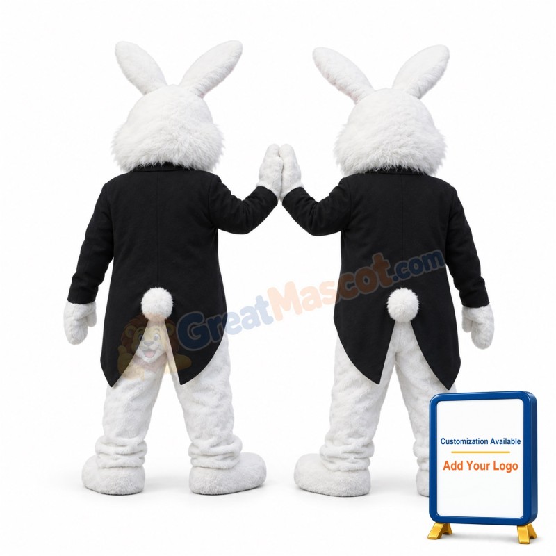 Handsome White Rabbit Mascot Costume