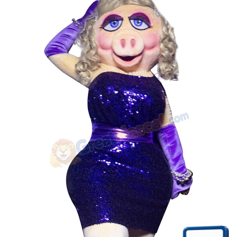 Muppet Piggy's New Sequins Dress Mascot Costume