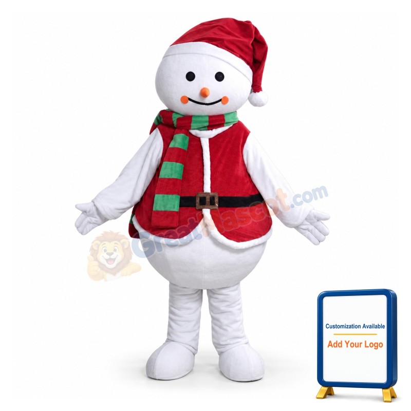 Red Snowman Mascot Costume
