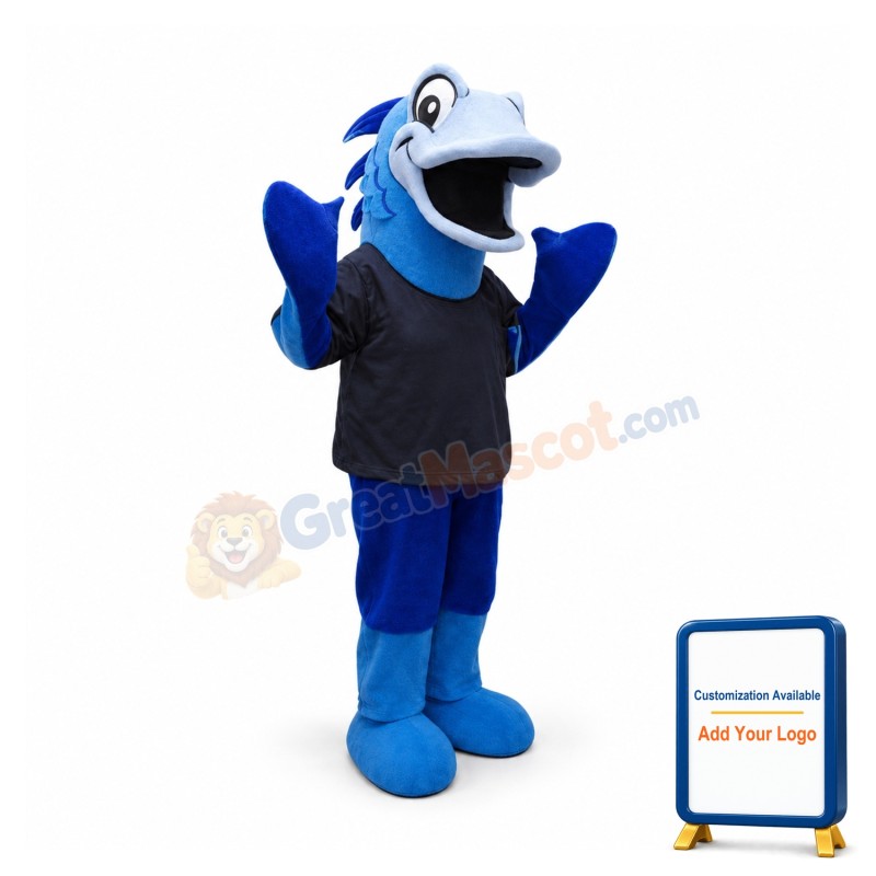 Sport Blue Fish Mascot Costume