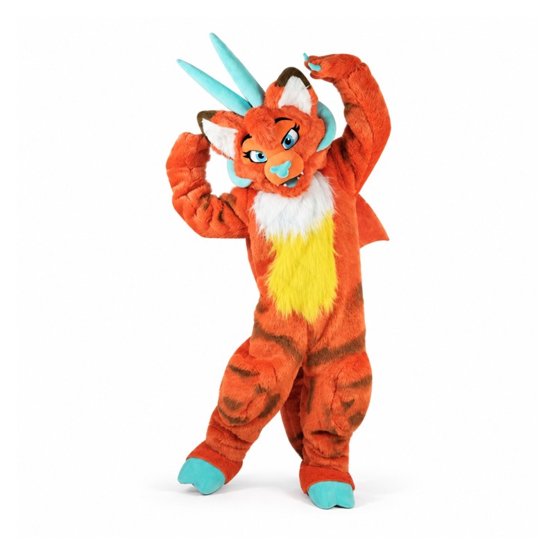 Orange Dragon Mascot Costume