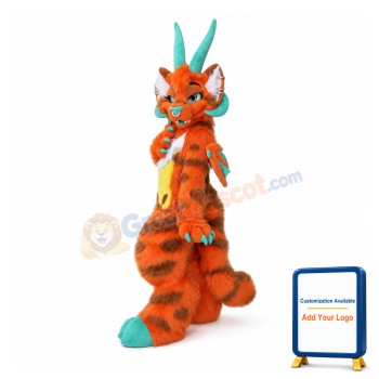 Orange Dragon Realistic Mascot Costume