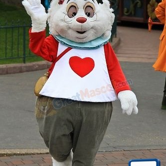 White Heart Rabbit Mascot Costume