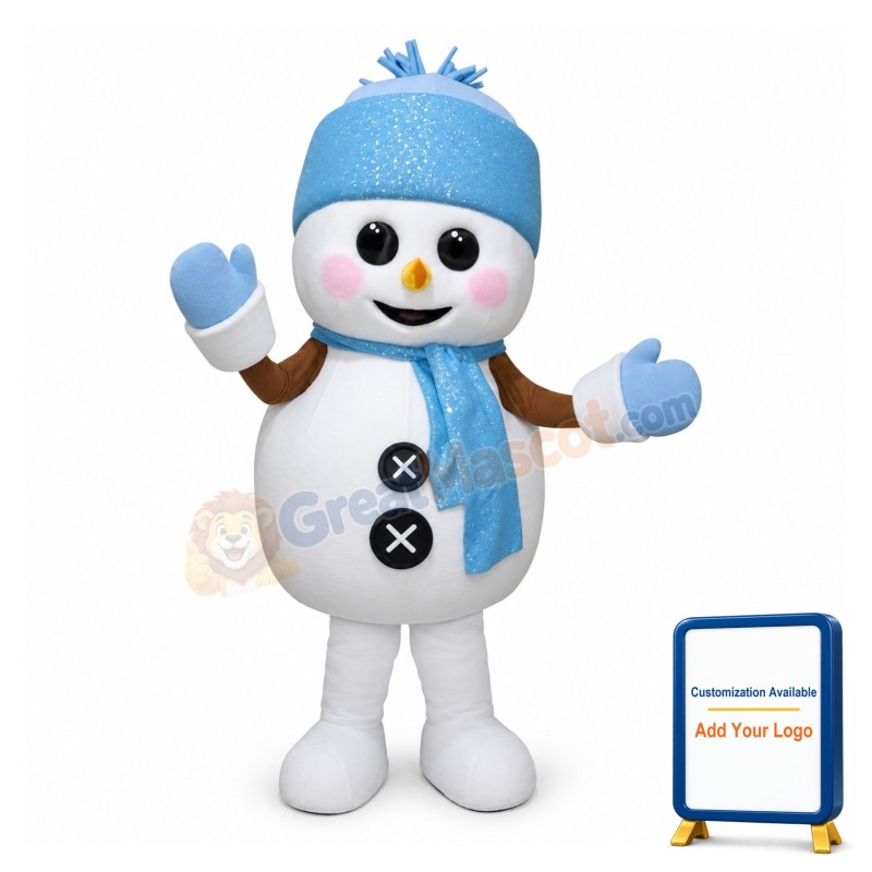 Blue Christmas Snowman Mascot Costume